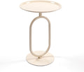 Lantern-Shaped Metal End Table, Small Round Side Accent Pedestal Modern Coffee Drink Cocktail Table for Living Room Corners Small Spaces(24'' Height,Cream White)
