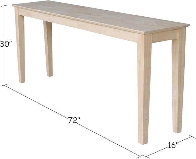 Solid Wood Extended Length Shaker Console Table - 72" Wide