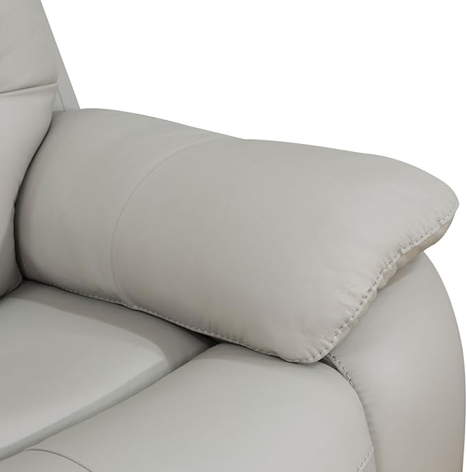 Electric Power Recliner Loveseat Genuine Breathing Leather Recliner Couch 2-Seater, Comfy Wide Lazy Top Grain Leather Sofa with USB Port, Center Console, Cup Holders (Grey, Two Seater Loveseat)