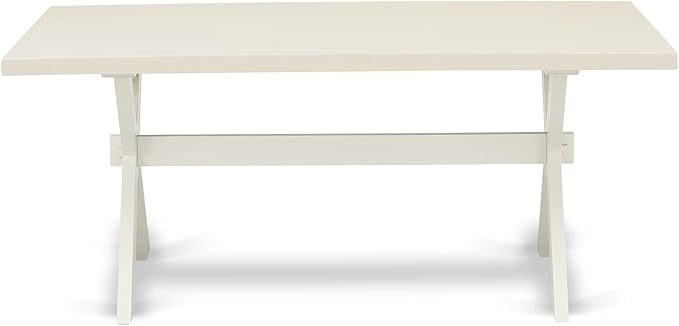 East West Furniture X027SI215-9 9 Piece Dining Table Set Includes a Rectangle Dining Room Table with X-Legs and 8 Baby Blue Linen Fabric Upholstered Chairs, 40x72 Inch, Multi-Color