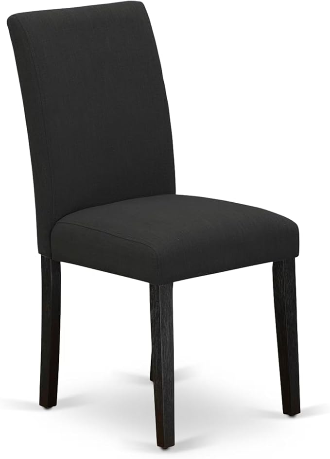 East West Furniture V627AB624-5 5 Piece Dining Set Includes a Rectangle Dining Room Table with V-Legs and 4 Black Color Linen Fabric Upholstered Parson Chairs, 40x72 Inch, Multi-Color