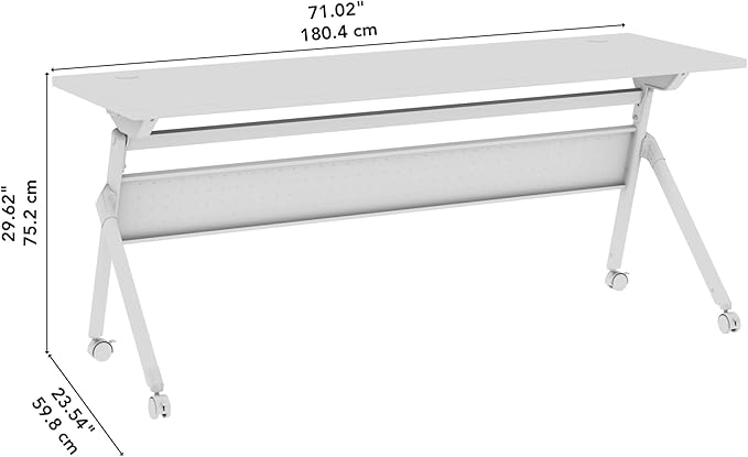Bush Business Furniture Folding Training Table, 72 inch Desk with Powered Grommets, Commercial-Grade Bundle for Office or Classroom, Envision Collection, Gray