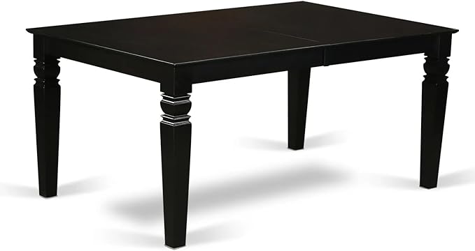 East West Furniture LGDA9-BLK-13 9 Piece Dining Set Includes a Rectangle Kitchen Table with Butterfly Leaf and 8 Polyester Fabric Upholstered Chairs, 42x84 Inch, Black