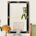 Vintage Mirror Wall Decor, 31" x 19" Black and Gold Decorative Antique Mirror with Ornate Baroque Wood Frame for Bathroom, Entryway, Living Room Over Couch