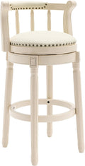 CozyRain Bar Stools Modern Swivel Barstools, Kitchen Counter Genuine Leather Upholstered Bar Stool Island Barstool with Footrest for Home Kitchen Dining Room (White, Seat Height 29.5 in)