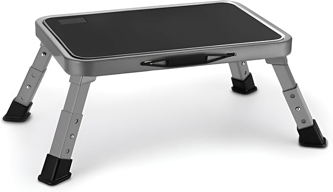 Foldable Step Stool, Adjustable Step Stool with a Non-Slip Platform, Step Ladder with Thick Rubber Feet for Adults or Children in Kitchen, Bedroom, Office, Rv, 330 Lbs Capacity