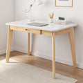 IOTXY Solid Wood Writing Desk - Home Office Workbench Desk with Drawer, 31.5" Width Laptop Computer Work Study Table in White
