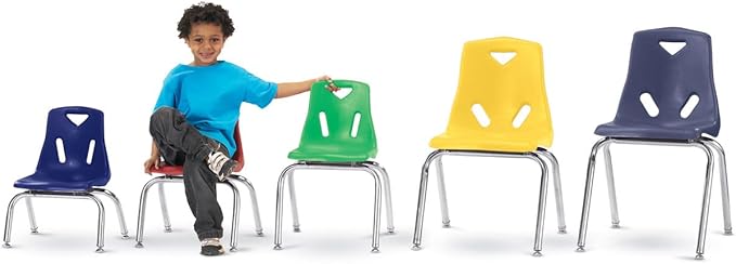 Jonti-Craft Berries 8142JC1005 Stacking Chair with Chrome-Plated Legs, 12" Height, Teal
