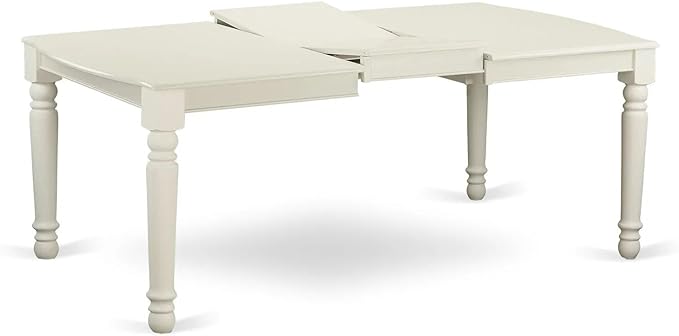 East West Furniture LGDA5-LWH-12 5 Piece Dinette Set Contains a Rectangle Kitchen Table with Butterfly Leaf and 4 Polyester Fabric Upholstered Chairs, Linen White