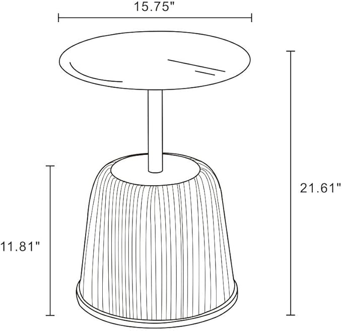Manhattan Comfort Anderson Modern 15.75" Round End Tables 1.0 - Elegant Leatherette Upholstered Base with Pleated Design & Gold Steel Tabletop, Fully Assembled Accent Furniture, Set of 1, Green