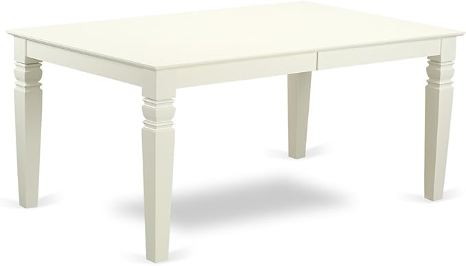 East West Furniture LGAB7-LWH-02 7 Piece Kitchen Table Set Consist of a Rectangle Dining Table with Butterfly Leaf and 6 Light Beige Linen Fabric Parson Chairs, 42x84 Inch, Linen White