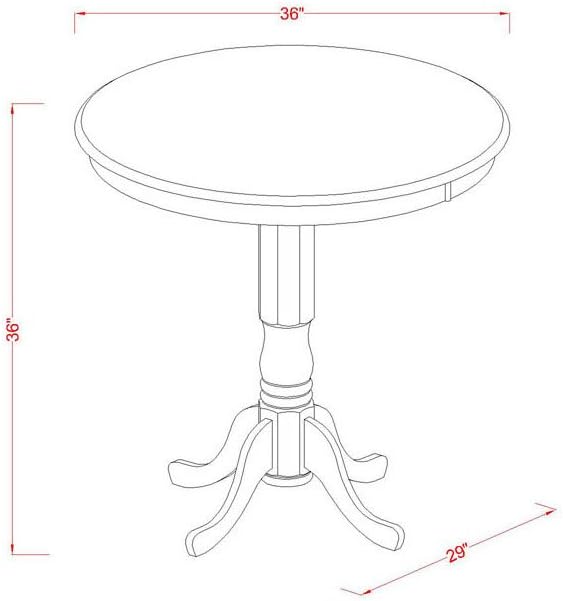 East West Furniture JAPB5-OAK-C 5 Piece Counter Height Pub Set Includes a Round Dining Table with Pedestal and 4 Linen Fabric Kitchen Dining Chairs, 36x36 Inch, Oak