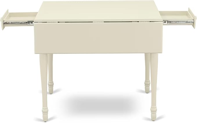 East West Furniture MZDO3-LWH-W 3 Piece Dining Set Contains a Rectangle Dining Room Table with Dropleaf and 2 Wood Seat Chairs, 36x54 Inch, Linen White