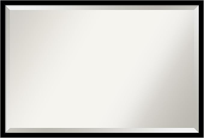 Amanti Art Black Bathroom Mirror for Over Sink, 26x38 Jet Black Rectangle Vanity Mirror, Large Modern Contemporary Frame, Hangs Horizonally and Vertically, Bathroom Wall Decor, Beveled Edge