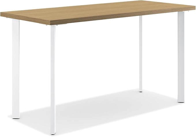 HON Coze Home Office Desks, Sturdy Table Computer Desk, 42", Natural Recon Top, White Base