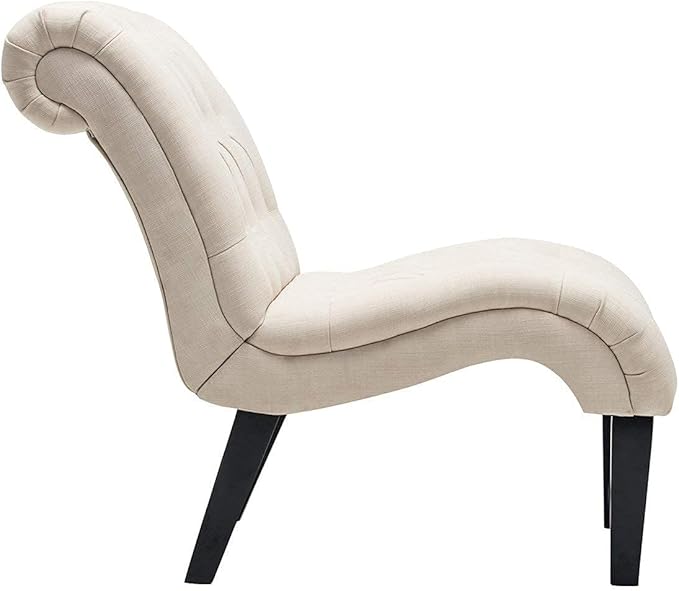 Yongqiang Accent Chair for Bedroom Living Room Chairs Tufted Upholstered Lounge Chair with Wood Legs Linen Fabric