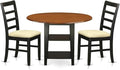 East West Furniture SUPF3-BCH-C 3 Piece Dining Room Table Set Contains a Round Kitchen Table with Dropleaf & Shelves and 2 Linen Fabric Upholstered Chairs, 42x42 Inch, Black & Cherry