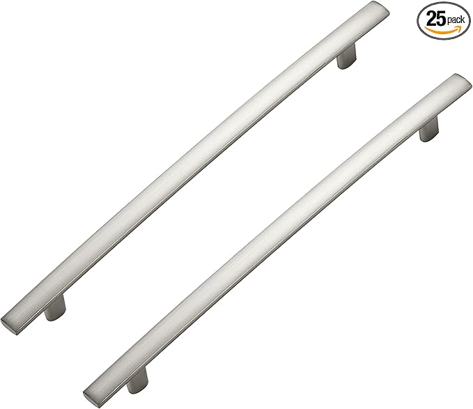 25 Pack Cabinet Handles 7.5" Hole Center - Curved Cabinet Pulls Brushed Nickel Drawer Pulls for Kitchen Cupboard Solid Hardware for Dresser Drawer Arch Hardware