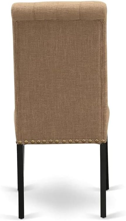 East West Furniture NOBR5-BLK-17 5 Piece Kitchen Set for 4 Includes a Rectangle Dining Room Table with Butterfly Leaf and 4 Light Sable Linen Fabric Parsons Chairs, 32x54 Inch, Black