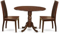 East West Furniture DLIP3-MAH-W 3 Piece Dining Room Furniture Set Contains a Round Kitchen Table with Dropleaf and 2 Dining Chairs, 42x42 Inch, Mahogany