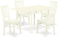 East West Furniture MZGR5-LWH-W 5 Piece Dining Set Includes a Rectangle Dining Room Table with Dropleaf and 4 Kitchen Chairs, 36x54 Inch, Linen White
