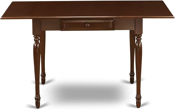 East West Furniture MZCL3-MAH-C 3 Piece Dining Table Set for Small Spaces Contains a Rectangle Dining Room Table with Dropleaf and 2 Linen Fabric Upholstered Chairs, 36x54 Inch, Mahogany