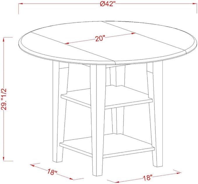 East West Furniture SUAV3-BMK-W 3 Piece Kitchen Table Set for Small Spaces Contains a Round Dining Table with Dropleaf & Shelves and 2 Dining Room Chairs, 42x42 Inch, Buttermilk & Cherry