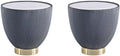 Manhattan Comfort Anderson Modern 18" Round End Table 2.0 | Ceramic Marble Tabletop, Elegant Pleated Leatherette Design & Gold Stainless Steel Base, Fully Assembled Accent Furniture, Set of 2, Grey