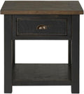 Martin Svensson Home Solid Wood End Table, Black with Brown Top