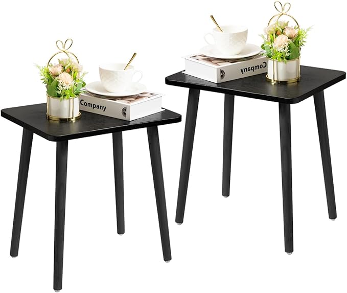 FORAOFUR Black End Tables Set of 2, Modern Boho End Table for Living Room Bedroom, Small Side Table for Small Spaces with Stable Structure, Easy Assembly