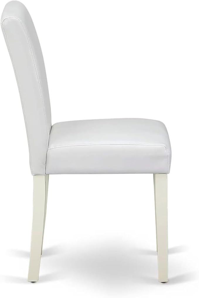 East West Furniture V077AB264-7 7 Piece Kitchen Table Set Consist of a Rectangle Dining Table with V-Legs and 6 White Faux Leather Parson Dining Chairs, 40x72 Inch, Multi-Color