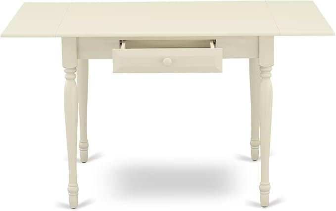 East West Furniture MZAV5-LWH-W 5 Piece Dinette Set for 4 Includes a Rectangle Dining Room Table with Dropleaf and 4 Dining Chairs, 36x54 Inch, Linen White