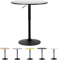 Athena Collection Modern Bar Table Round Top Height Adjustable, Tall Bistro Pub Cocktail Table Height Top and Sturdy Base, Suitable for Home Kitchen Pub Restaurant Outdoor, Silver