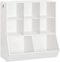 HOOBRO Kids Bookshelf, Toy Storage Organzier with 8 Cubicles, Bookcase Footboard, Bookshelf for Kids, for Playroom, Nursery, Bedroom, and School, White WT35CW01G1