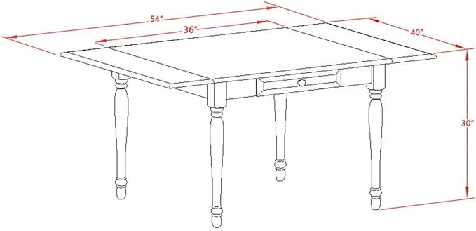 East West Furniture MZCL5-LWH-C 5 Piece Kitchen Table Set for 4 Includes a Rectangle Dining Room Table with Dropleaf and 4 Linen Fabric Upholstered Dining Chairs, 36x54 Inch, Linen White