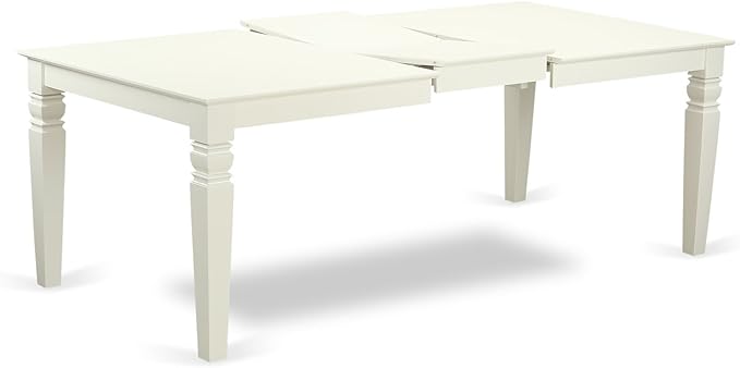 East West Furniture LGEN5-LWH-78 5 Piece Dinette Set Includes a Rectangle Dining Room Table with Butterfly Leaf and 4 Pink Flamingo Faux Leather Parsons Chairs, 42x84 Inch, Linen White