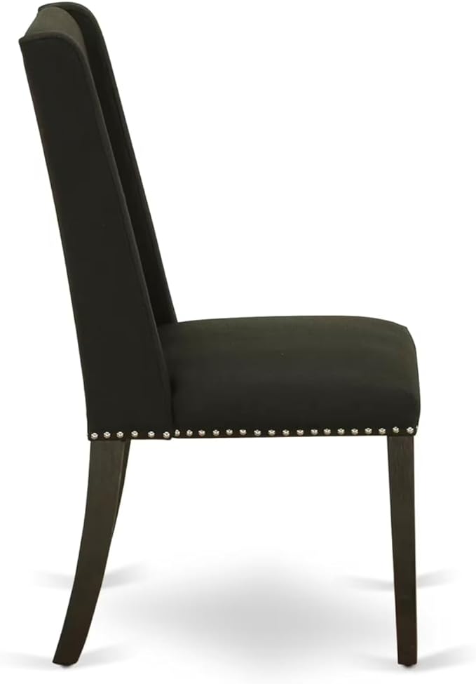 East West Furniture V677FL624-6 6 Piece Dining Room Set Contains a Rectangle Dining Table with V-Legs and 4 Black Linen Fabric Parson Chairs with a Bench, 40x72 Inch, Multi-Color