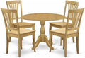 East West Furniture DMAV5-OAK-W 5 Piece Dinette Set for 4 Includes a Round Dining Room Table with Dropleaf and 4 Kitchen Dining Chairs, 42x42 Inch, Oak