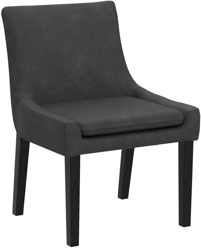 COLAMY Modern Dining Chairs Set of 2, Upholstered Corduroy Accent Side Leisure Chairs with Mid Back and Wood Legs for Living Room/Dining Room-Grey