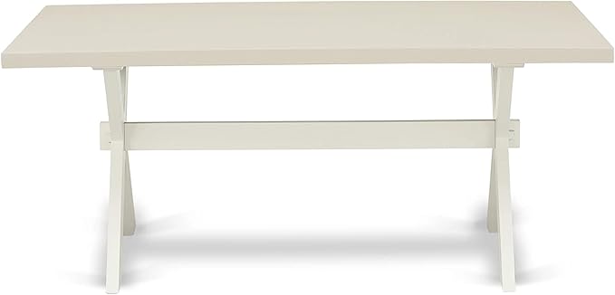 East West Furniture X027MZ015-9 9 Piece Dining Table Set Includes a Rectangle Dining Room Table with X-Legs and 8 Baby Blue Linen Fabric Upholstered Chairs, 40x72 Inch, Multi-Color