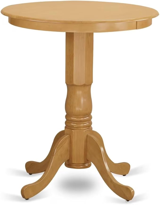 East West Furniture ESDL3-OAK-W 3 Piece Kitchen Table Set for Small Spaces Contains a Round Dining Room Table with Pedestal and 2 Solid Wood Seat Chairs, 30x30 Inch, Oak