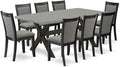 East West Furniture X697MZ650-9 9 Piece Dining Room Set Includes a Rectangle Dining Table with X-Legs and 8 Dark Gotham Grey Linen Fabric Upholstered Chairs, 40x72 Inch, Multi-Color