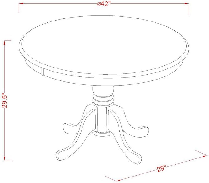 East West Furniture HBBO3-LWH-C 3 Piece Modern Dining Table Set Contains a Round Wooden Table with Pedestal and 2 Linen Fabric Kitchen Dining Chairs, 42x42 Inch, Linen White
