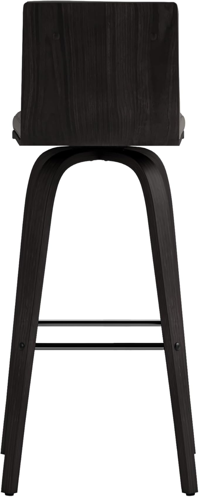 Armen Living Vienna 30" Swivel Bar Stool in Black Wood Finish with Gray Faux Leather - Set of 4