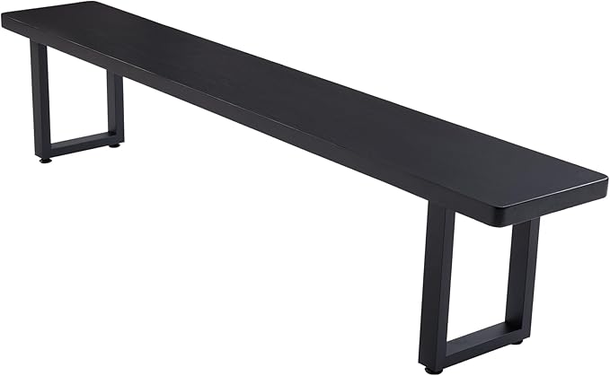 Black Bench Wooden Bench with Metal Legs Suitable for Dining Room Living Room Office Conference Room Indoor Stool Multiple （55.12in）