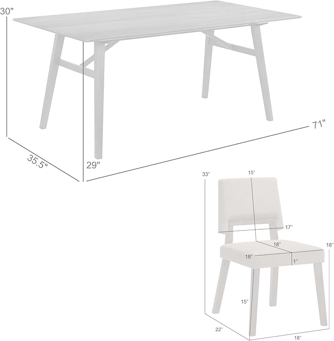 Armen Living Channell Mid Century Modern 5 Piece Walnut Wood Dining Table Set with Orange Fabric