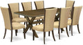 East West Furniture X777VE703-9 9 Piece Dining Room Furniture Set Includes a Rectangle Dining Table with X-Legs and 8 Brown Linen Fabric Upholstered Chairs, 40x72 Inch, Multi-Color