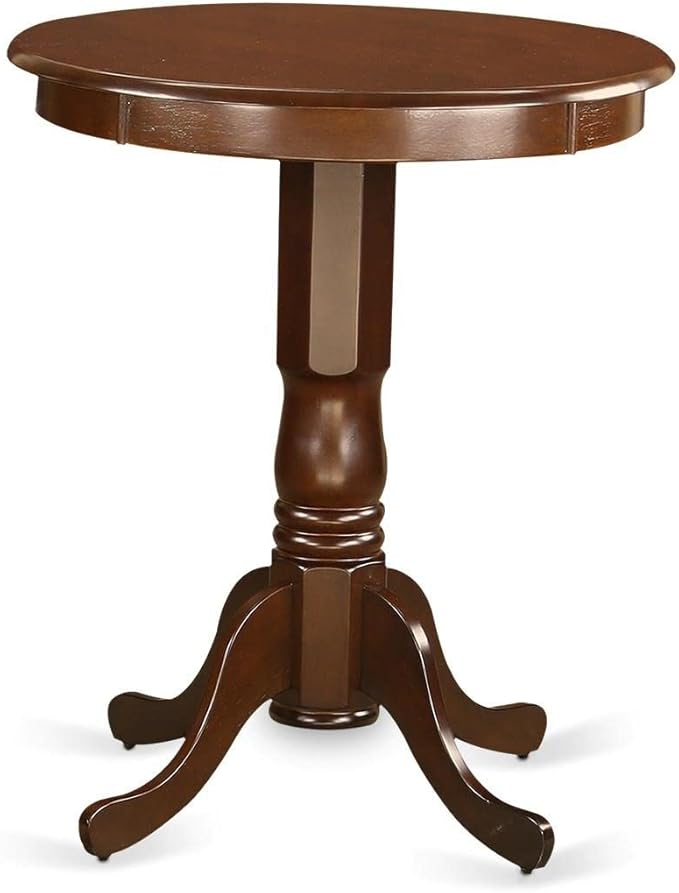 East West Furniture EDVN5-MAH-W 5 Piece Kitchen Counter Height Dining Table Set Includes a Round Pub Table with Pedestal and 4 Dining Room Chairs, 30x30 Inch, Mahogany