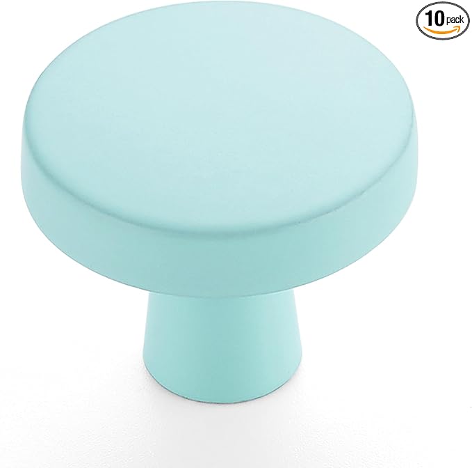 Ravinte 10 Pack Drawer Pulls 1-1/4 Inch Green Kitchen Cabinet Knobs Solid Round Dresser Handles for Simple Cupboard Hardware