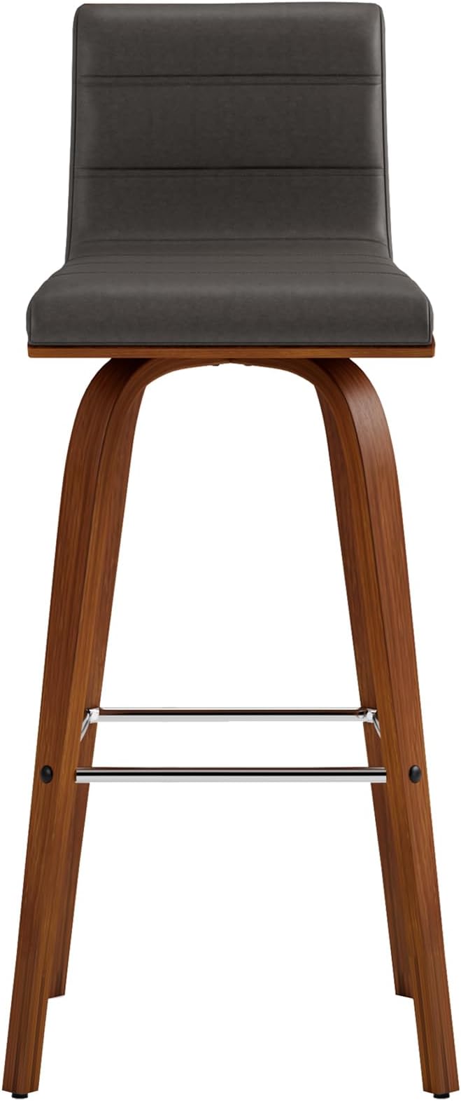 Vienna 30" Swivel Bar Stool in Walnut Wood Finish with Gray Faux Leather - Set of 4